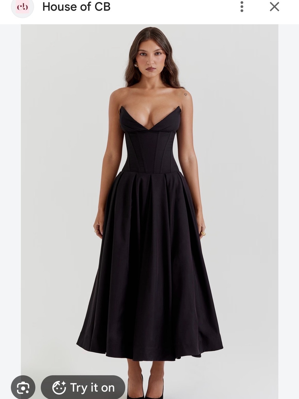 House of CB Black Strapless Corset Midi Dress “Lady”